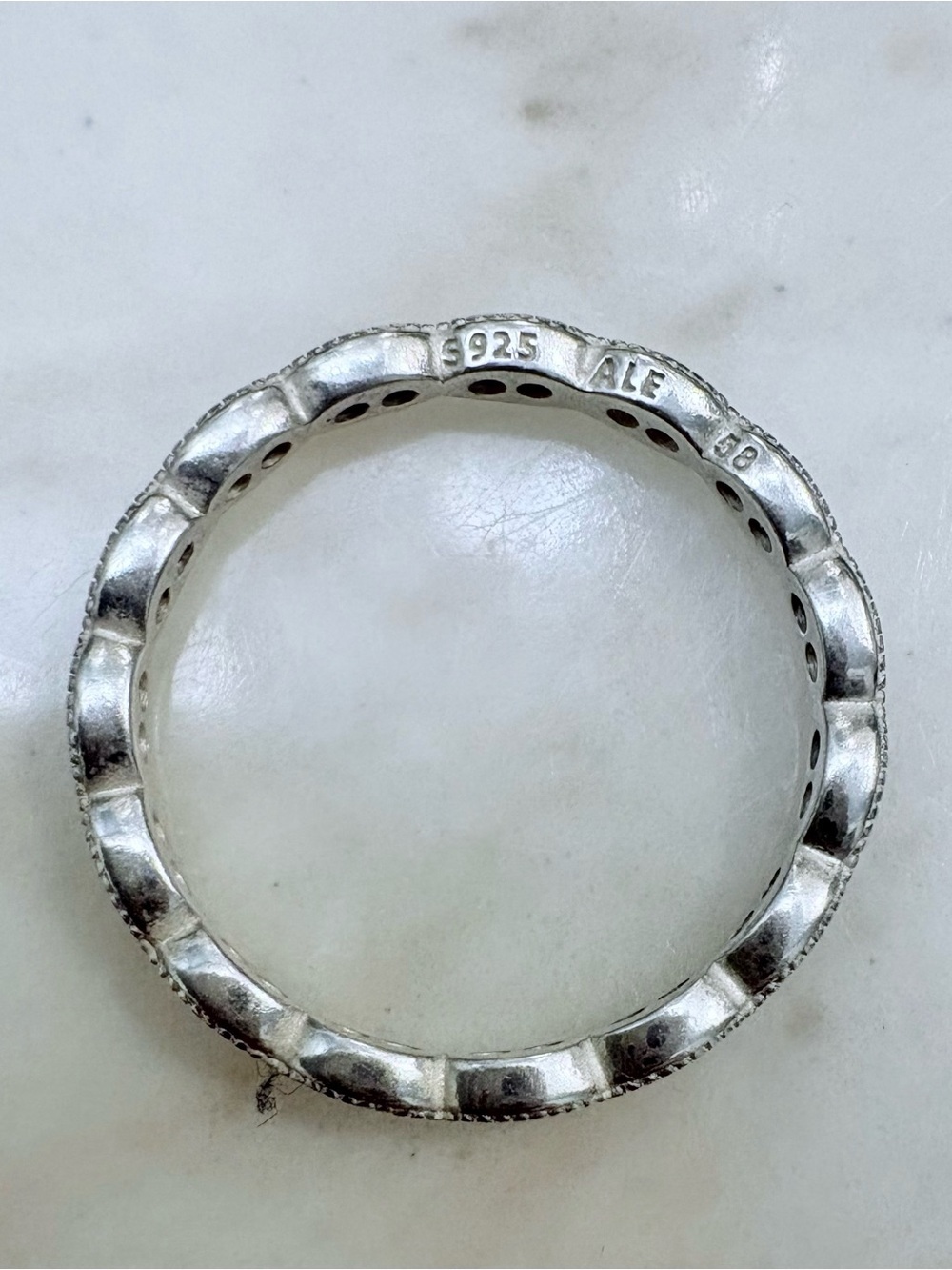 Pandora Sterling Silver 925 ALE Sparkling Leaves CZ Stacker Sz 8/8.5 FIRM - Picture 6 of 11